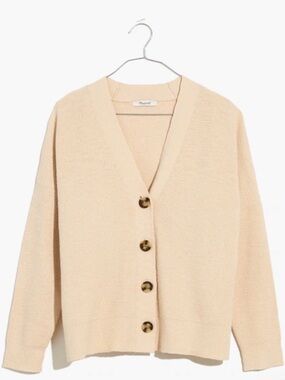 Madewell Cream Button-Front V-Neck Cardigan
